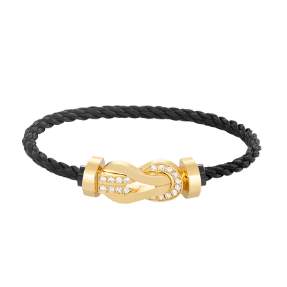 [Baslove]CHANCE LARGE 8 FIGURE BUCKLE HALF DIAMOND BRACELET GOLD