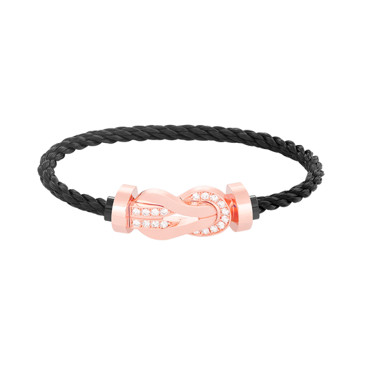 [Baslove]CHANCE LARGE 8 FIGURE BUCKLE HALF DIAMOND BRACELET ROSE GOLD