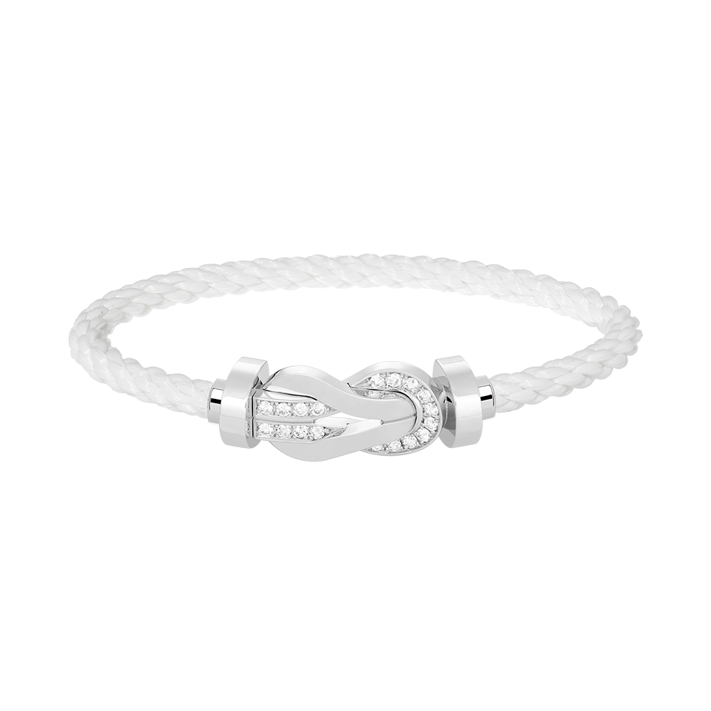 [Baslove]CHANCE LARGE 8 FIGURE BUCKLE HALF DIAMOND BRACELET SILVER