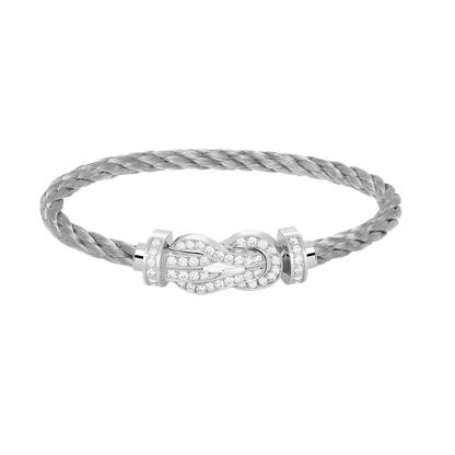 [Baslove]CHANCE LARGE 8 FIGURE BUCKLE FULL DIAMOND BRACELET SILVER