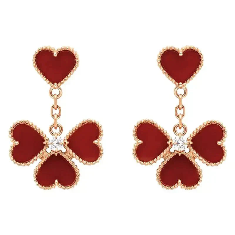 [Baslove]SWEET CLOVER CARNELIAN EARRINGS