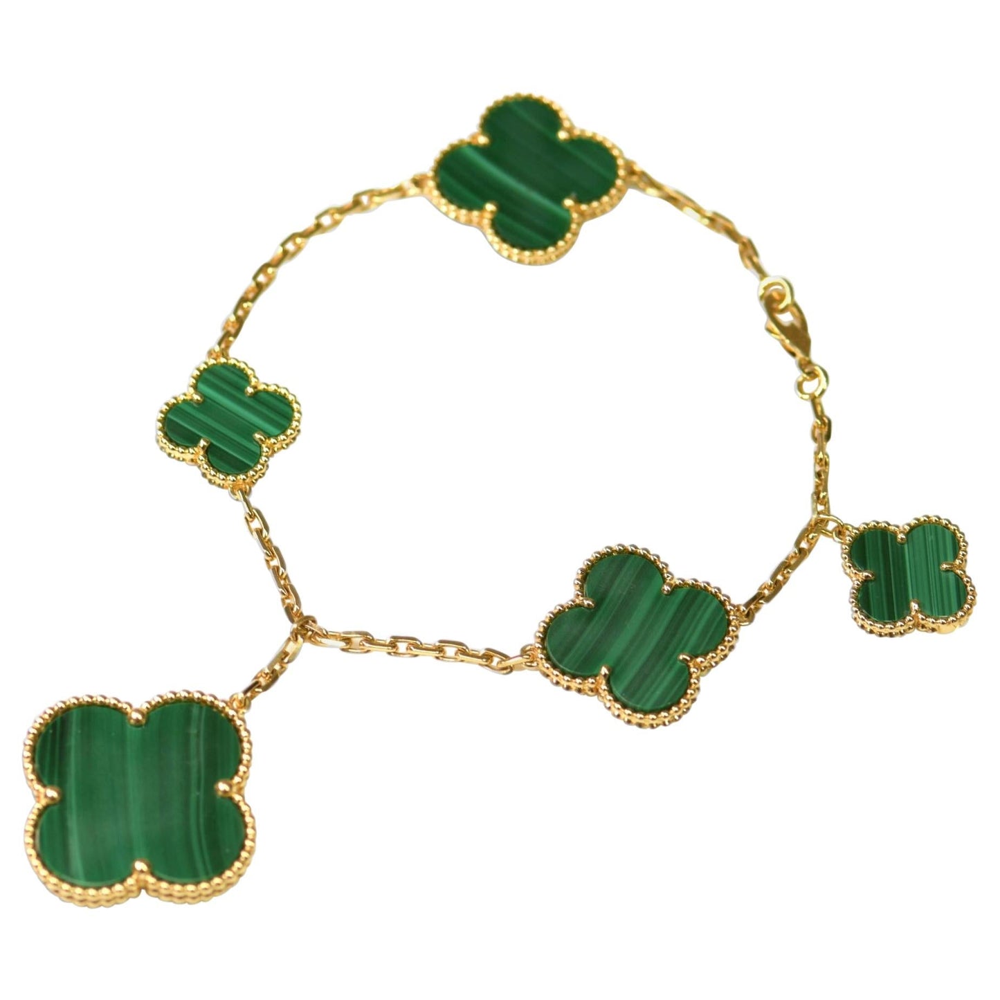 [Baslove]MAGIC CLOVER MALACHITE GOLD BRACELET 5 MOTIFS