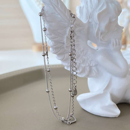 [AURORA]繊細なダブルレイヤーラブハートブレスレット