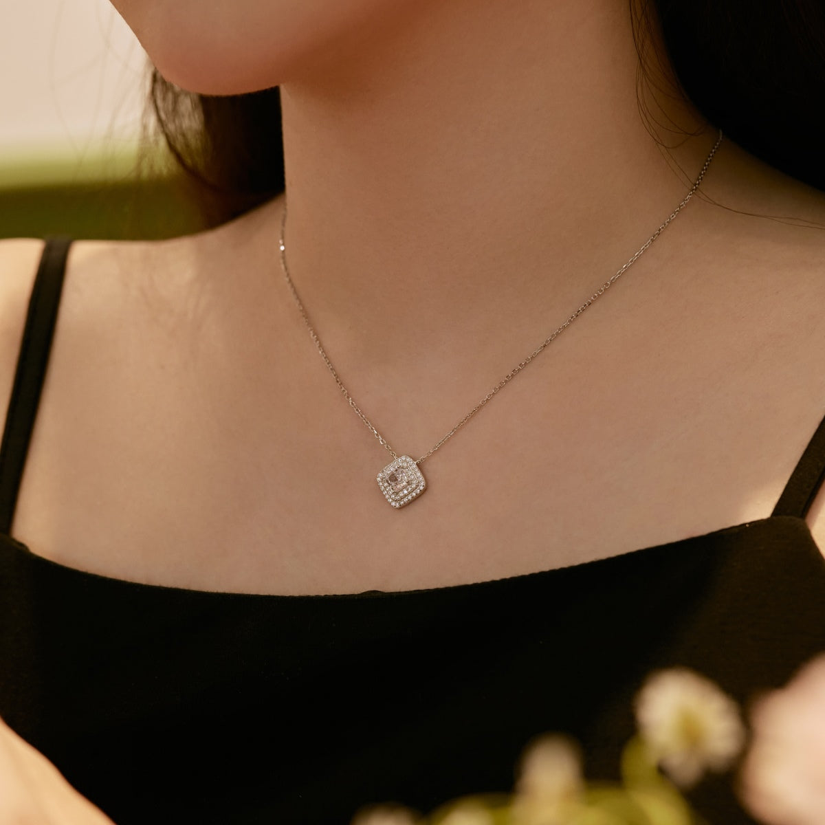 [Baslove]Sparkling Asscher Cut Necklace