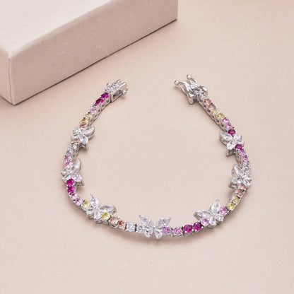[AURORA]華やかなカラフルなバタフライシェイプのラウンドカットデイリーブレスレット