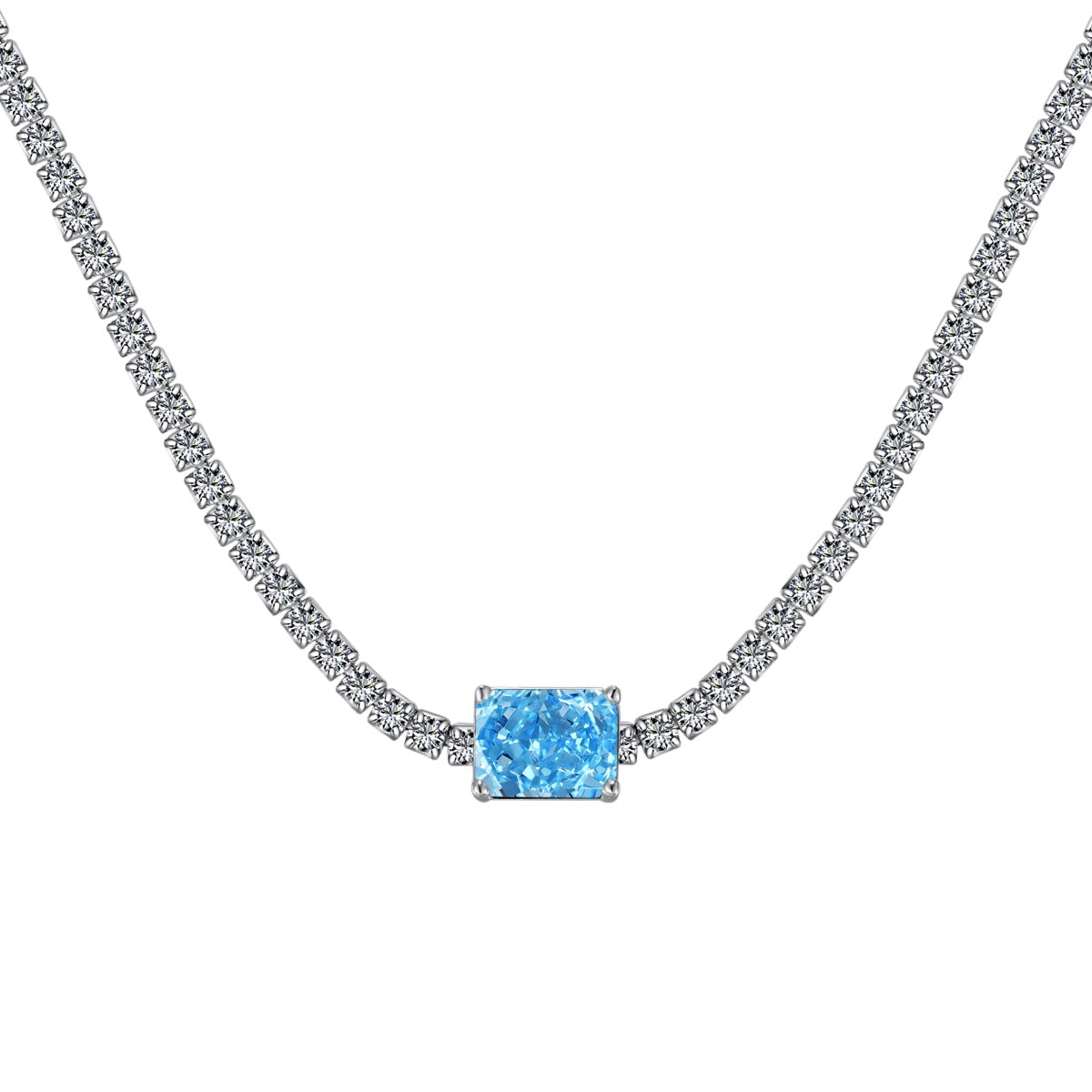 [Baslove]2.0 carat Ornate Emerald Cut Necklace