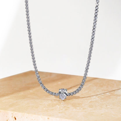 [Baslove]1.0 carat Unique Pear Cut Tennis Necklace