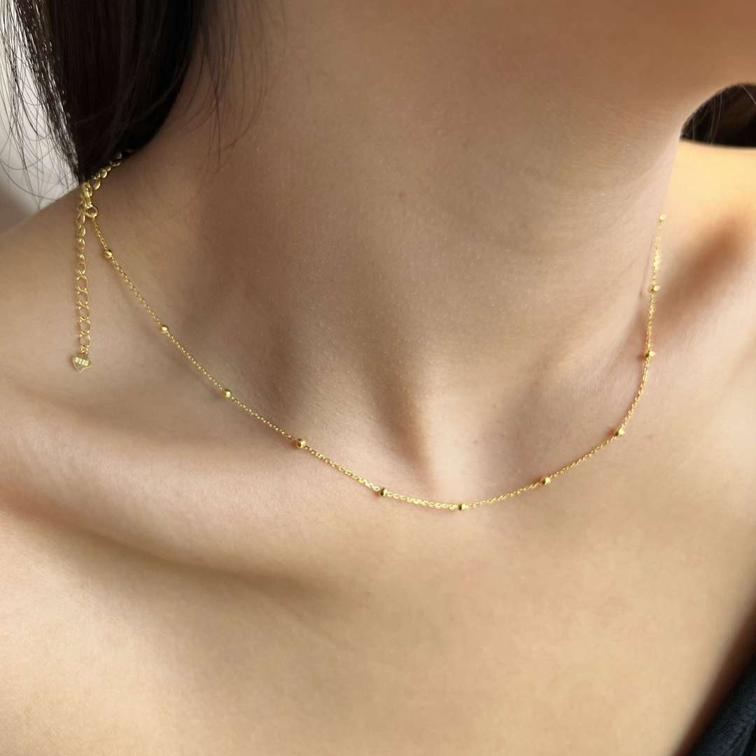 [AURORA]小粒ビーズ 鎖骨チェーン シンプルネックレス