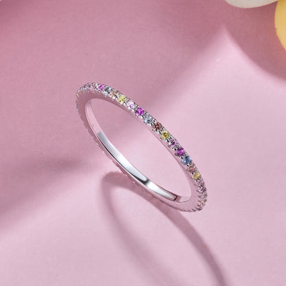 [AURORA] Verzierter bunter Tennisring mit Rundschliff
