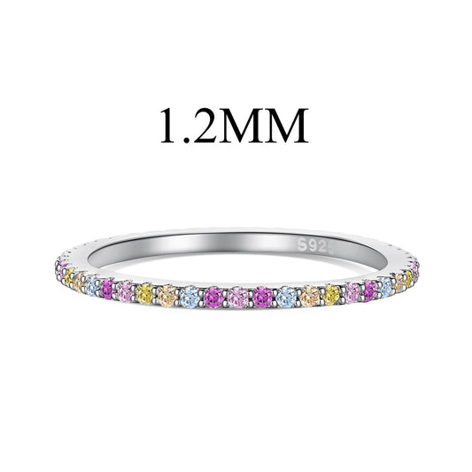 [Baslove]Ornate Colorful Round Cut Tennis Ring