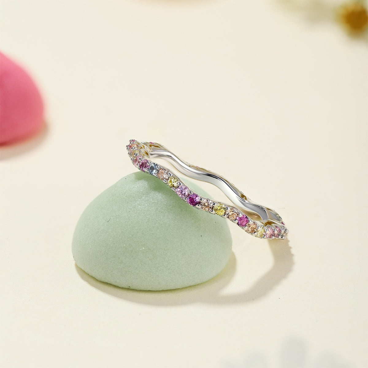 [Baslove]Dainty Colorful Round Cut Party Ring