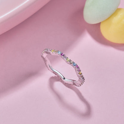 [Baslove]Dainty Colorful Round Cut Party Ring