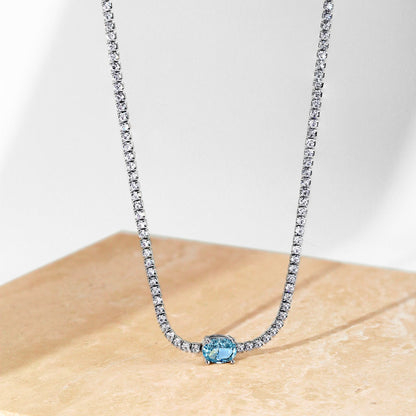 [Baslove]1.0 Carat Shining Oval Cut Necklace