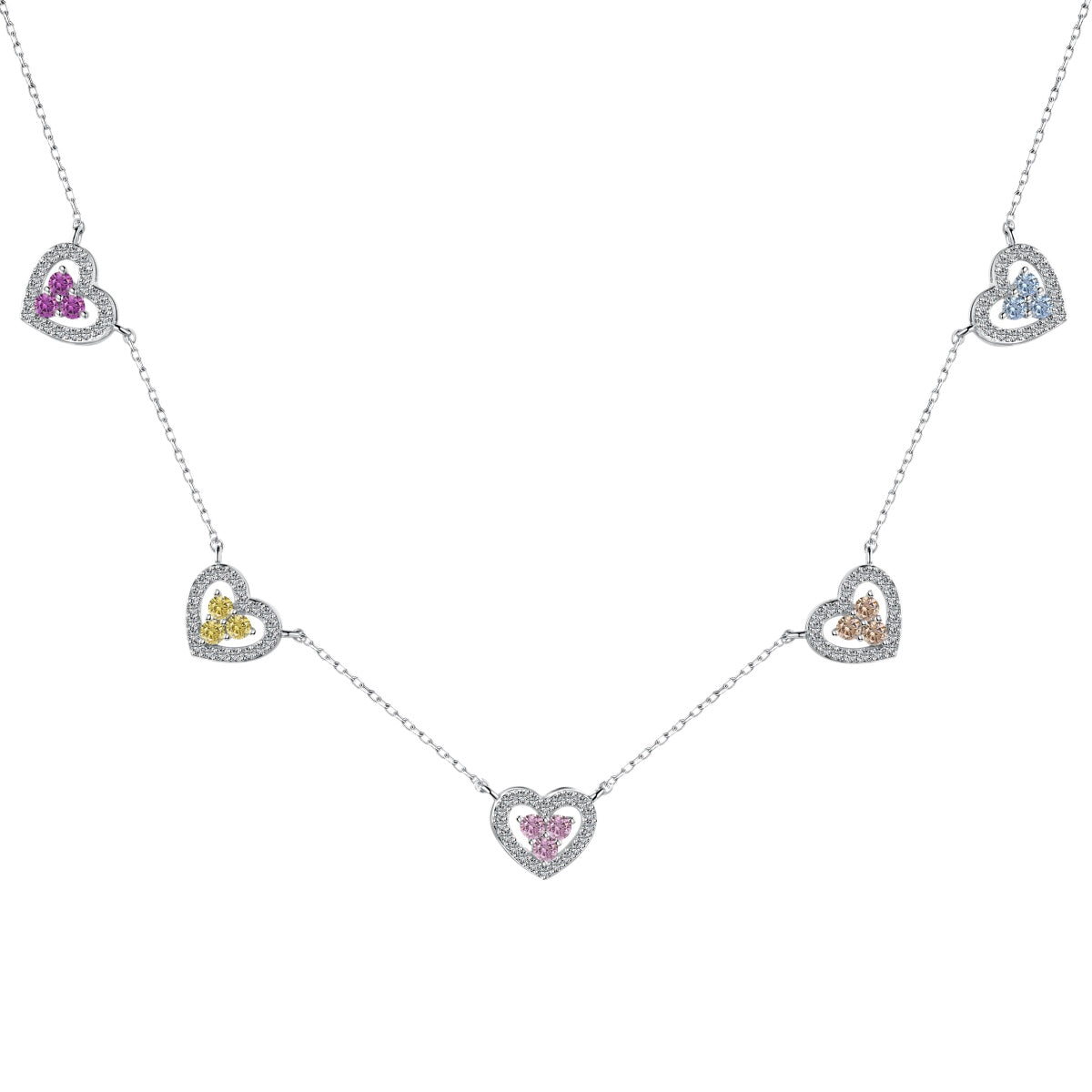 [AURORA]スパークリングファイブハートネックレス