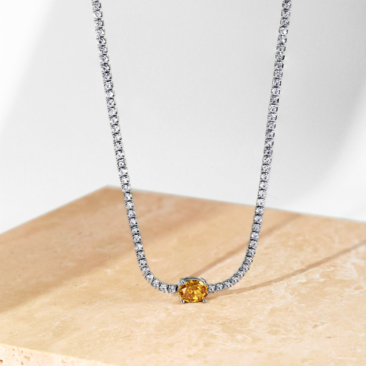 [Baslove]1.0 Carat Shining Oval Cut Necklace