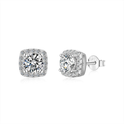 [Baslove]Classic Round Center Stone Stud Earrings