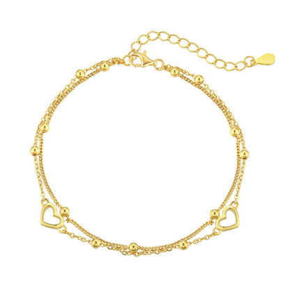 [AURORA]繊細なダブルレイヤーラブハートブレスレット