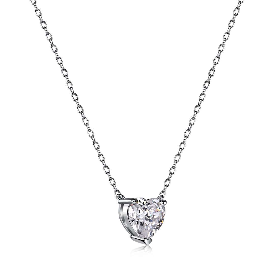 [Baslove]Heart Shape Main Stone Pendant Collarbone Necklace