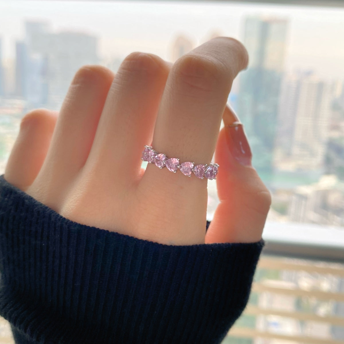 [Baslove]0.25 Carat Radiant Romance Heart Cut Lover Ring