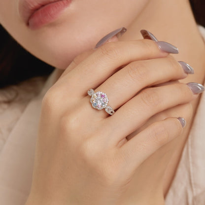 [AURORA]繊細でカラフルなラウンドカットフラワーシェイプの結婚指輪