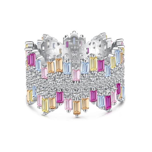 [AURORA]Luxuriöser bunter Radiant Cut Tagesring