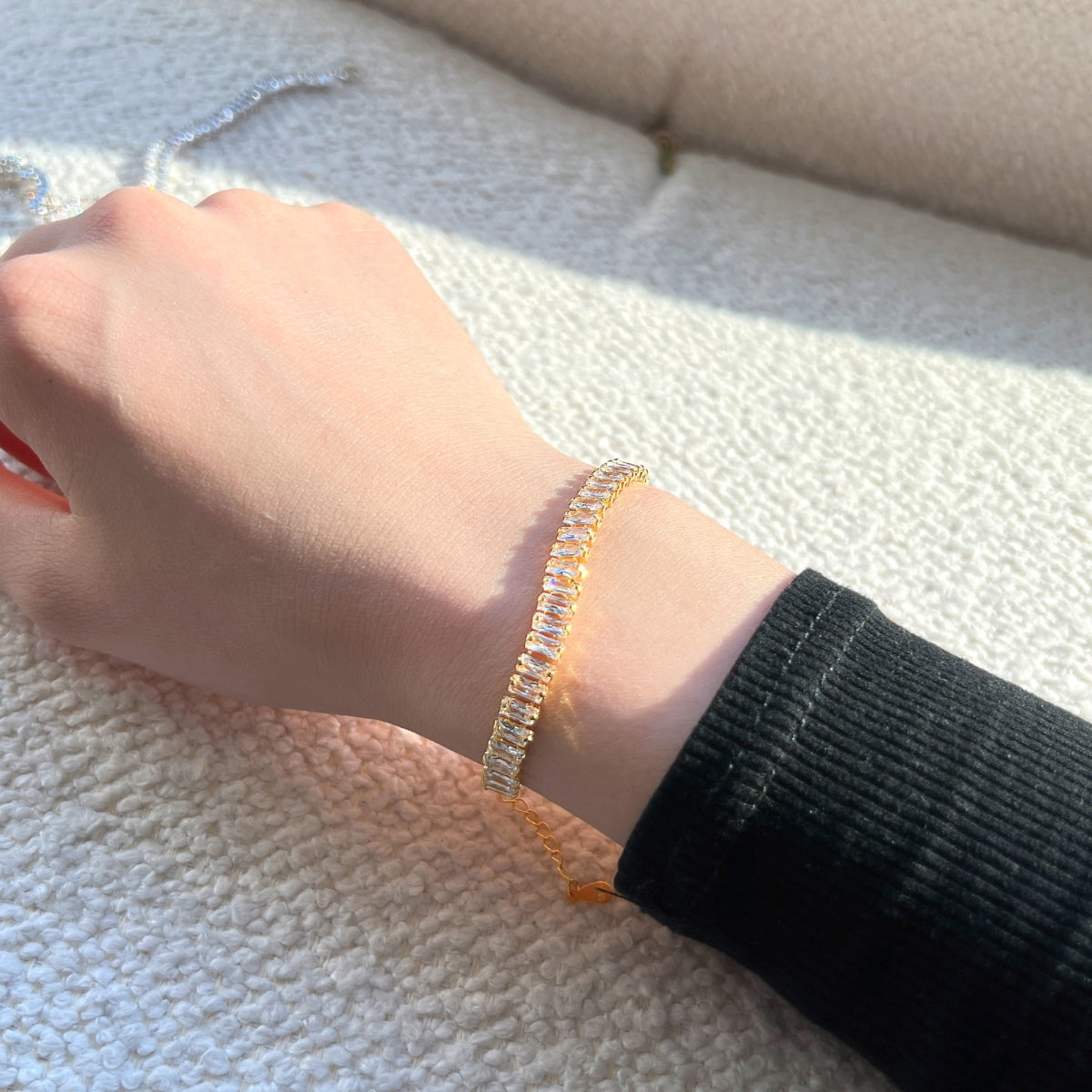 [AURORA]美しいエメラルドカットのデイリーブレスレット