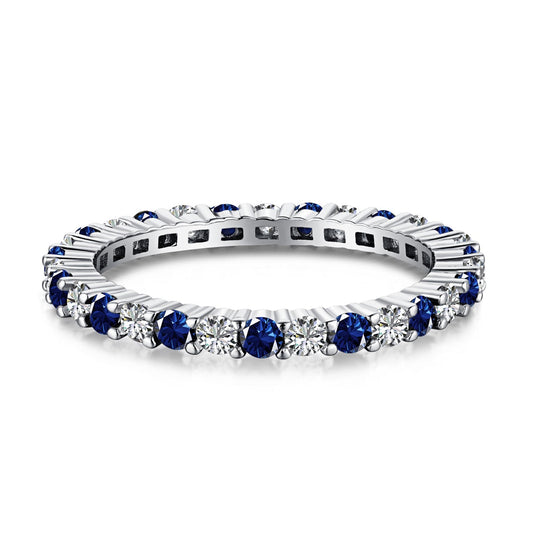 [baslovejewels]Exquisite Colorful Round Cut Tennis Ring