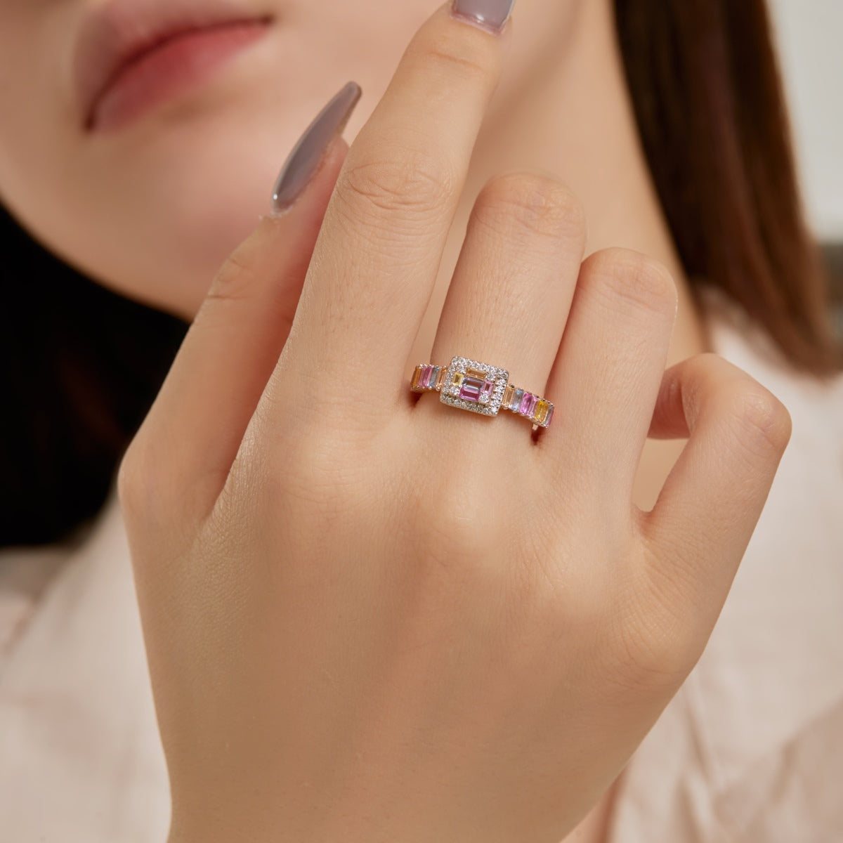 [Baslove]Exquisite Colorful Radiant Cut Party Ring