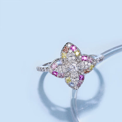 [Baslove]Luxurious Colorful Flower Shape Banquet Ring