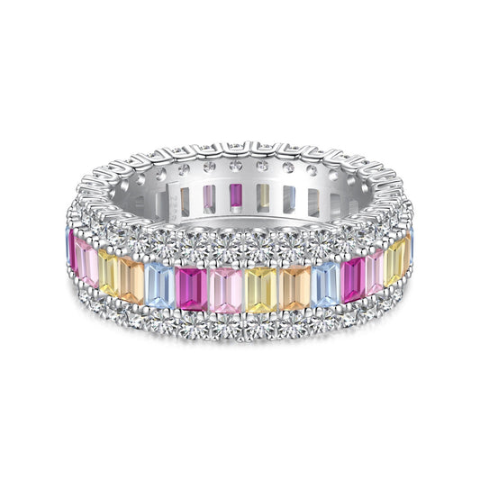 [AURORA]Zierlicher bunter Radiant Cut Alltagsring