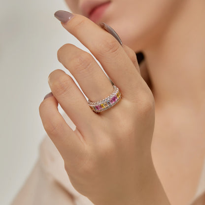 [Baslove]Dainty Colorful Radiant Cut Daily Ring