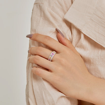 [Baslove]Dainty Colorful Radiant Cut Daily Ring