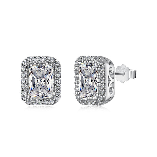 [Baslove]1.0 Carat Luxurious Dainty Emerald Cut Daily Earrings