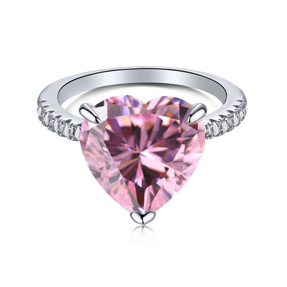 [Baslove]6.0 Carat Luxurious Sparkling Romantic Heart Cut Lover Ring