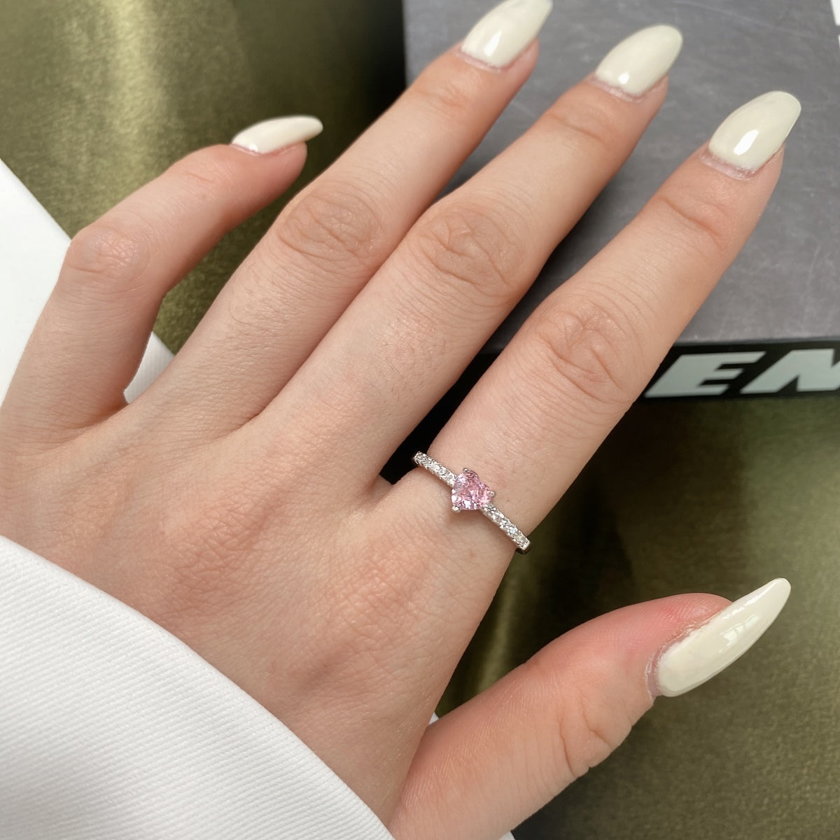 [Baslove]0.5 Carat CaratEternity Charming Heart Shape Lover Ring