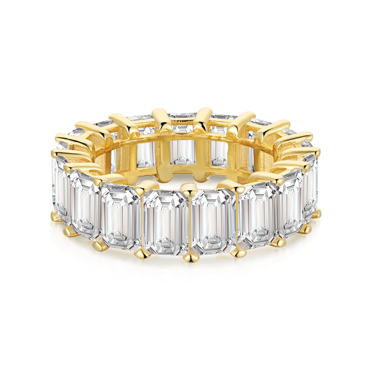 [Baslove]0.75 Carat Elegant Emerald Cut Tennis Ring