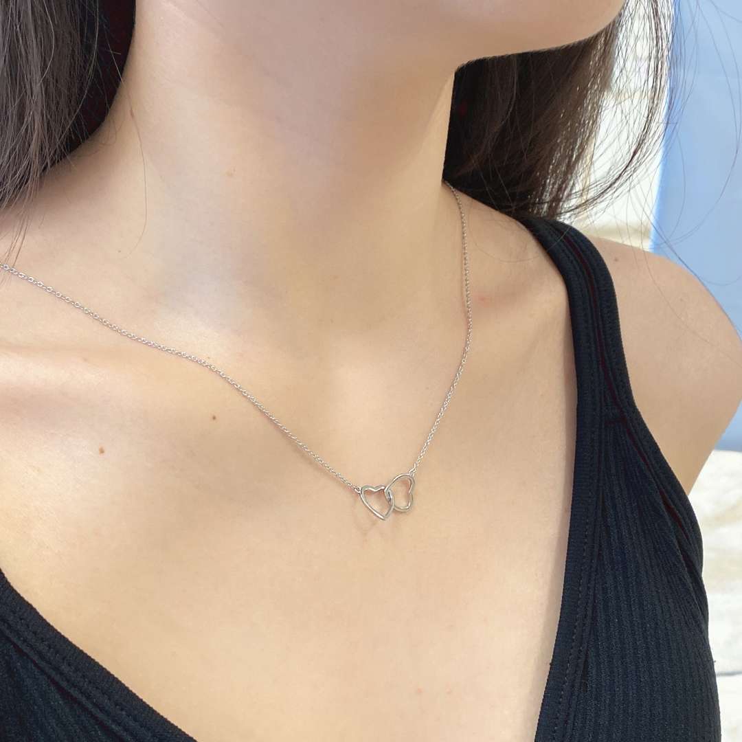 [Baslove]Sterling Silver Love Double Ring Necklace