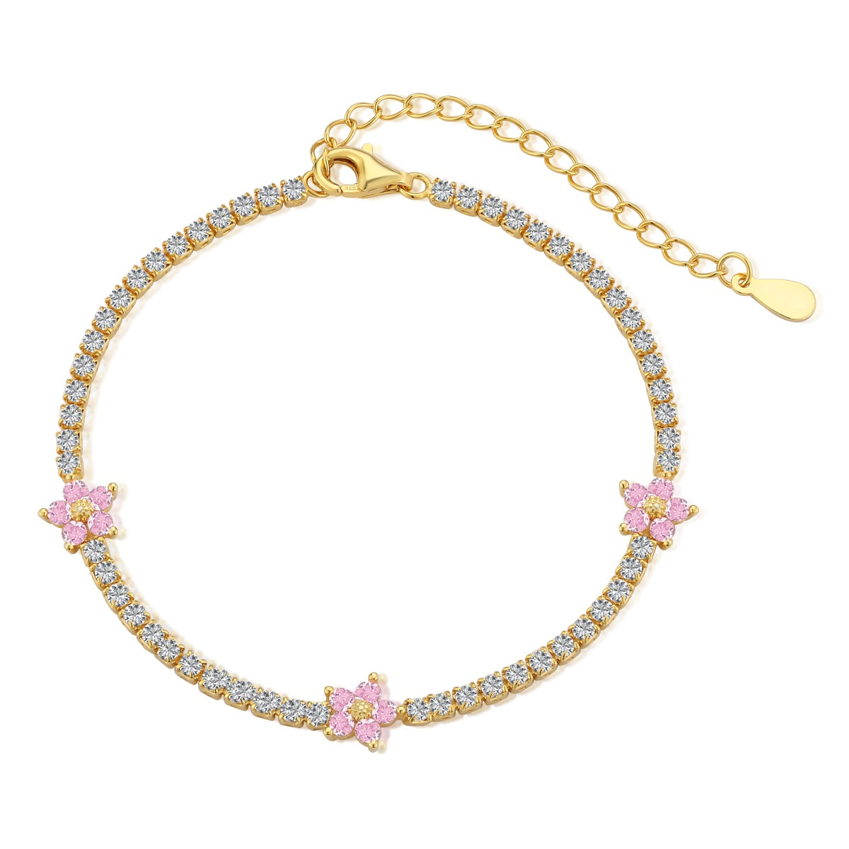 [Baslove]Sparkling Flower Shape Tennis Bracelet