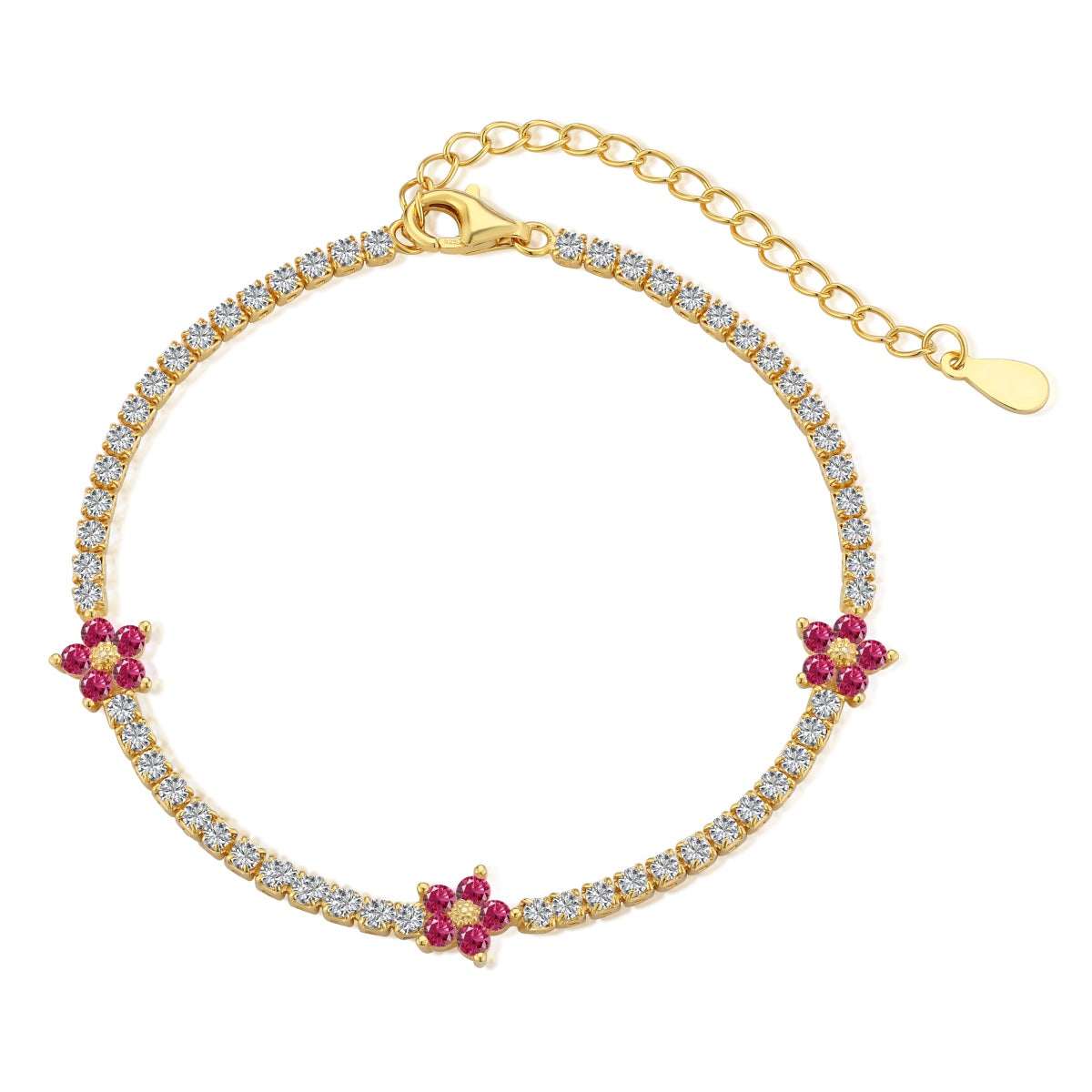 [Baslove]Sparkling Flower Shape Tennis Bracelet