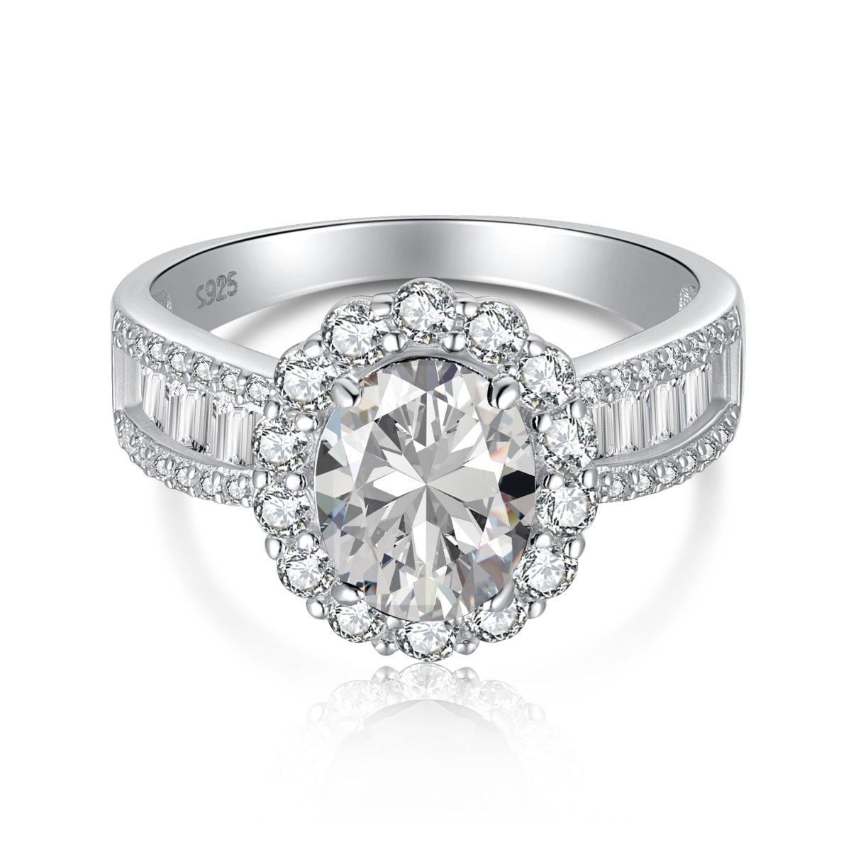 [Baslove]1.5 Carat Dazzling Charming Oval Cut Banquet Ring