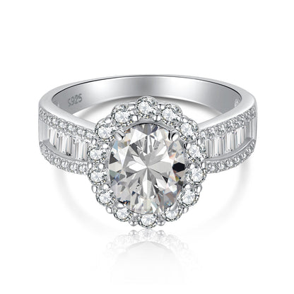 [Baslove]1.5 Carat Dazzling Charming Oval Cut Banquet Ring