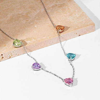 [Baslove]Sparkling Colorful Heart Cut Necklace