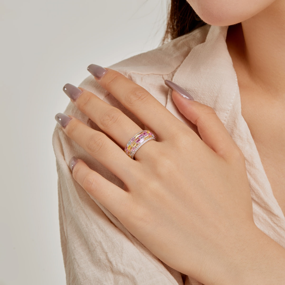 [AURORA]Radiant Colorful Radiant Cut Daily Ring