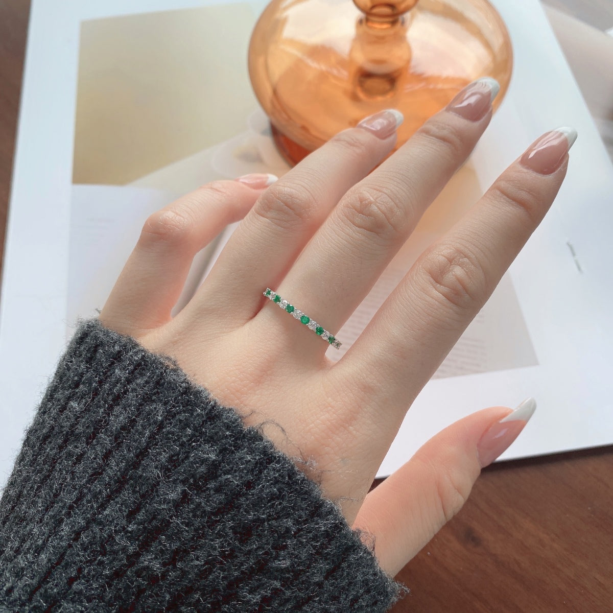 [AURORA]絶妙なカラフルラウンドカットテニスリング