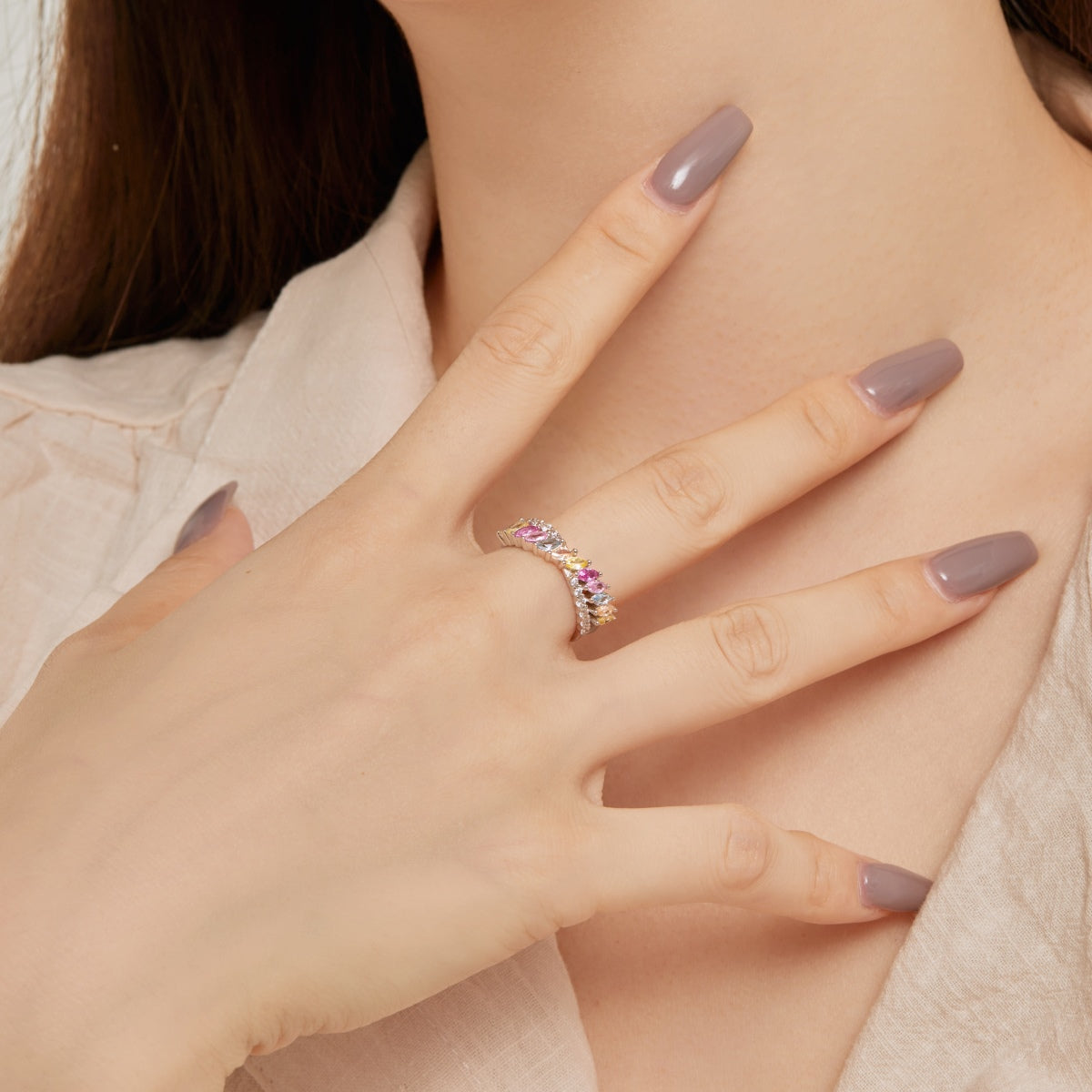 [AURORA]Unique Colorful Marquise Cut Daily Ring