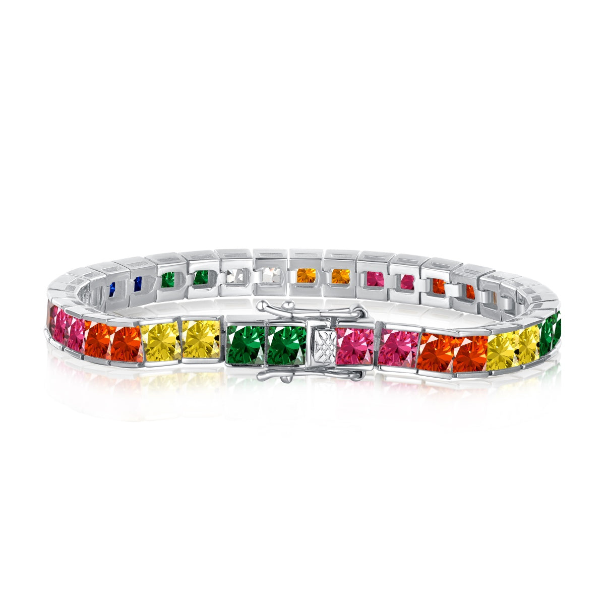 [Baslove]Radiant Colorful Princess Cut Tennis Bracelet