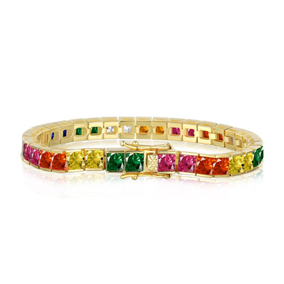 [Baslove]Radiant Colorful Princess Cut Tennis Bracelet