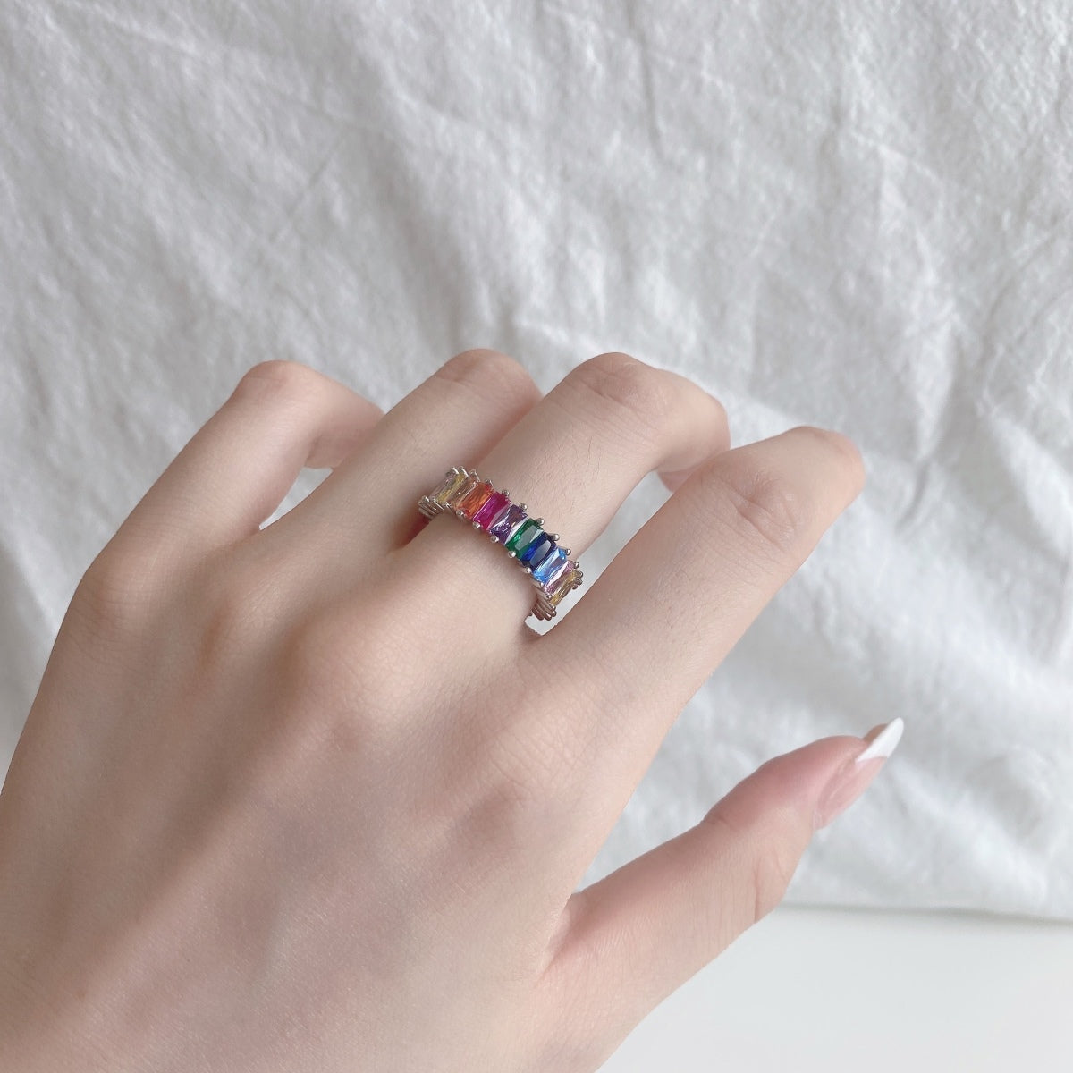 [Baslove]Unique Colorful Radiant Cut RIng