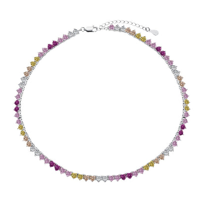 [Baslove]Sparkling Colorful Full Heart Tennis Necklace