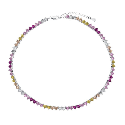 [baslovejewels]Sparkling Colorful Full Heart Tennis Necklace